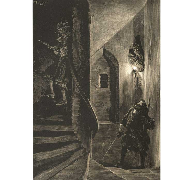 Adolph Menzel, Pościg na krętych schodach