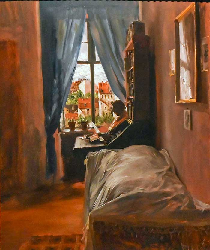 Adolph Menzel, Sypialnia artysty w mieszkaniu przy Ritterstrasse